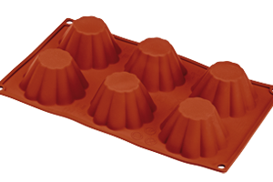 Силиконова форма бриош BRIOCHE 6 гнезда, 30×17,5см, D7,9см, H3,7см, вместимост 110ml, 1бр.