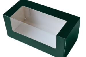 Кутия  с прозорец, зелена 20x10cм, H9cм, 1бр.