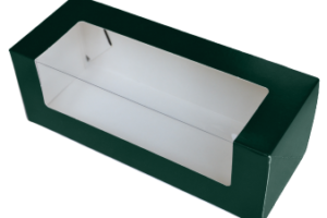 Кутия  с прозорец, зелена 25x10cм, H9cм, 1бр.