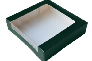 Кутия  с прозорец, зелена 19x19cм, H5cм, 1бр.