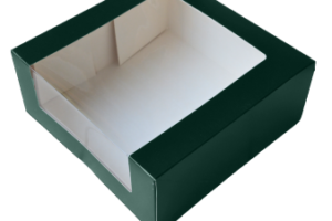 Кутия  с прозорец, зелена 19x19cм, H9cм, 1бр.